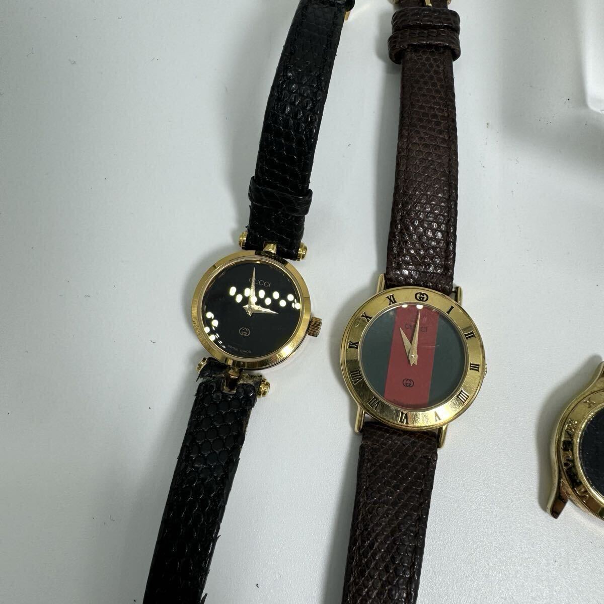 1円〜 稼動＆不動 まとめ グッチ GUCCI 時計 ジャンク 大量 セット クォーツ シェル インターロッキング バングル シェリーライン_画像2
