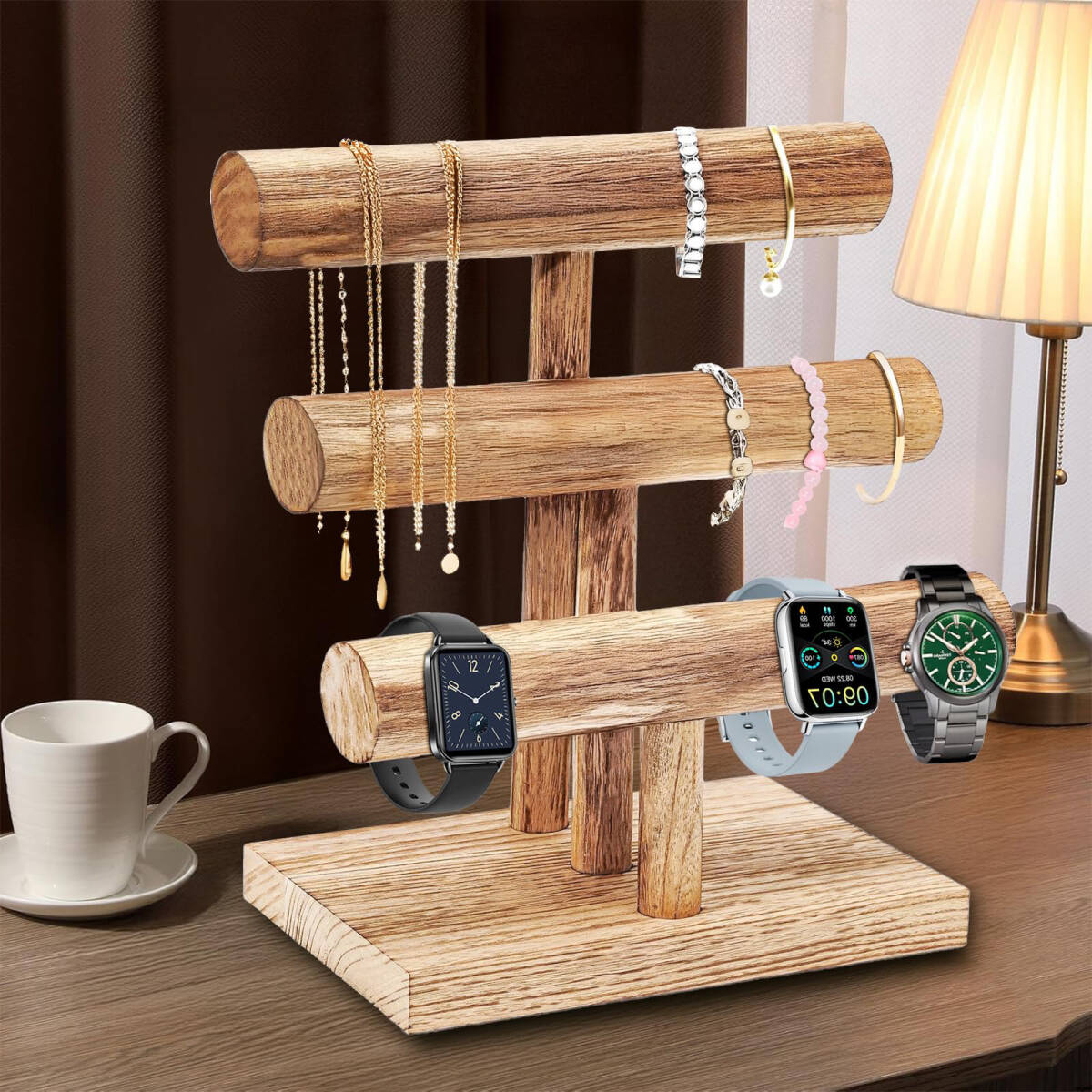 [ магазин . Event. экспонирование для тоже оптимальный ] T type браслет подставка 3 уровень часы подставка из дерева ювелирные изделия подставка модный интерьер 