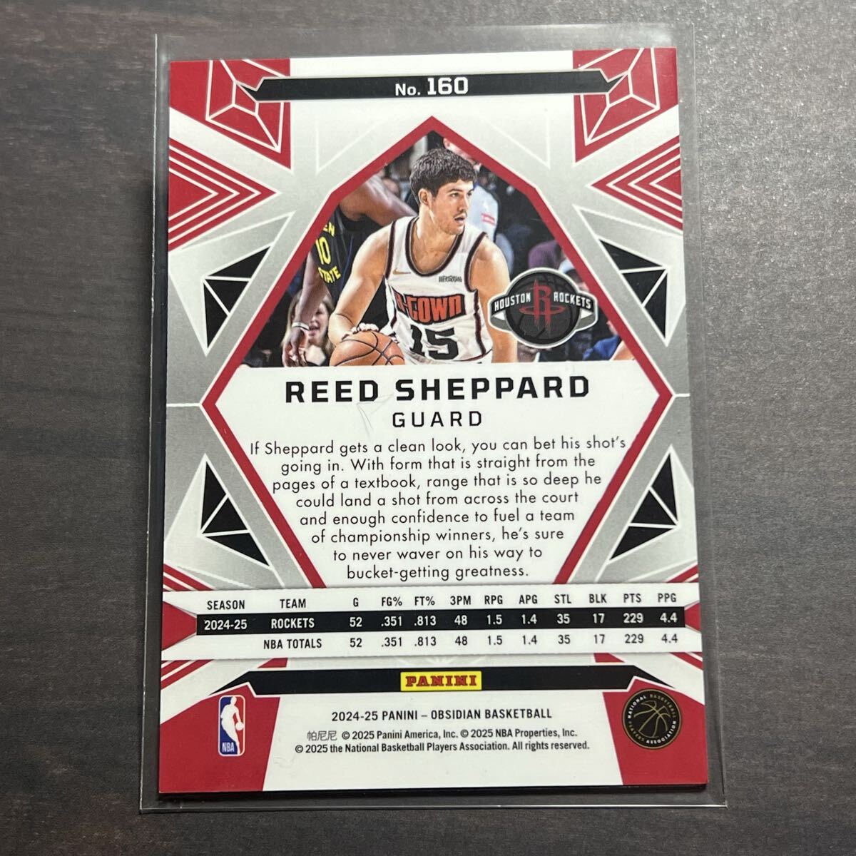 Reed Sheppard RC Base 2024-25 Panini Obsidian Basketball NBA_画像2
