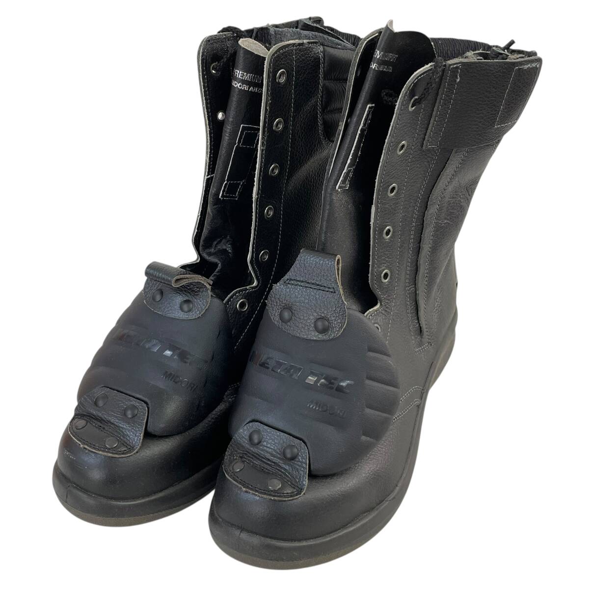 【美品】 MIDORI ミドリ安全 META TEC プレミアムコンフォート ブーツ 安全靴 甲プロテクタ付 25.5EEE ブラック系 黒系 24107-80_画像1