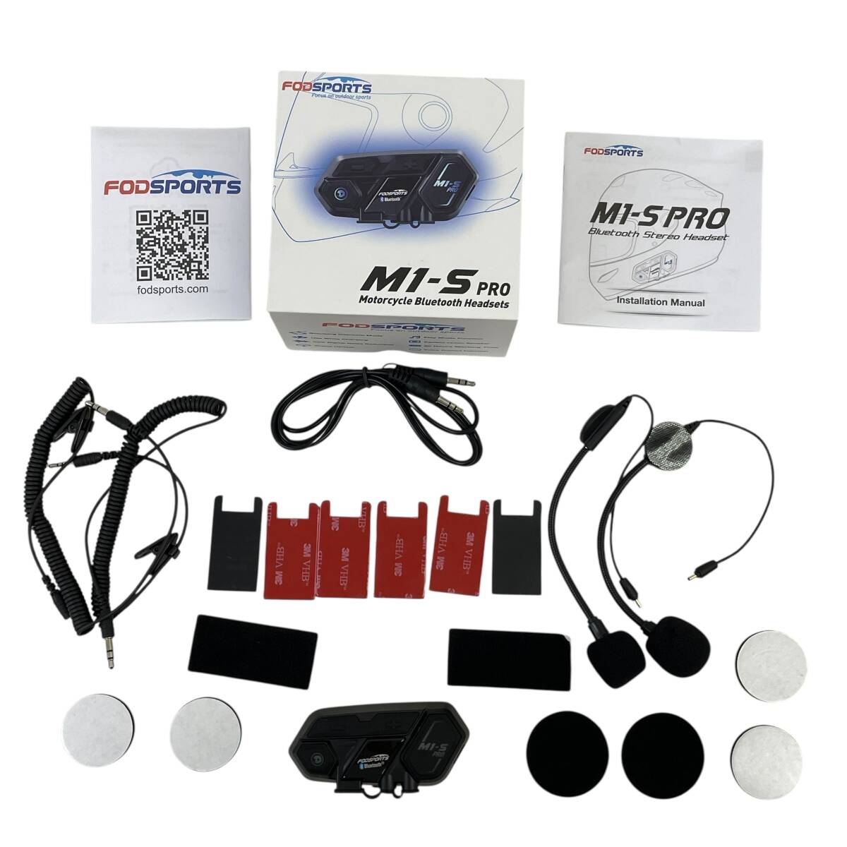 【美品】 FODSPORTS M1-S Pro Bluetooth バイクヘルメット用インカム　※ペアリングのみ動作確認済み ブラック系 黒系 24332-60_画像3