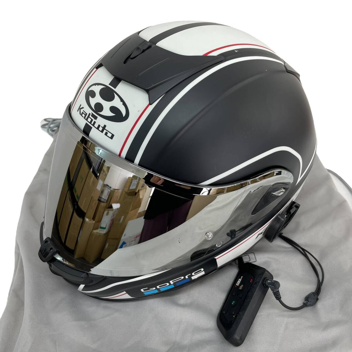 【即決】 OGK Kabutoエアロブレード5 スマートフルフェイスヘルメット※ミラーシールド付き/4Riders V4インカム付き(動作未確認) 17678-100_画像1