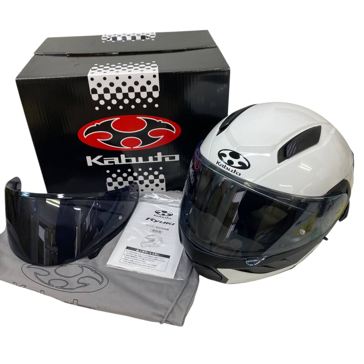 【即決】OGK KABUTO オージーケーカブト RYUKI リュウキ フルフェイスヘルメット ※スモークシールド付き 白系 ホワイト系 L 25187-120_画像1