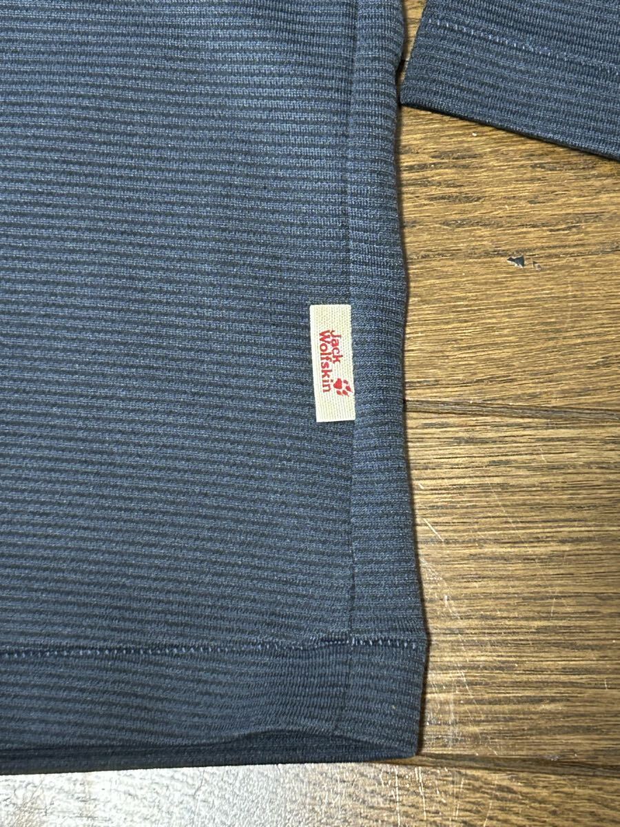美品 ジャックウルフスキンJack Wolfskin ハイネック長袖ベースレイヤー モックネックロングスリーブトップス Mサイズ グレー_画像4