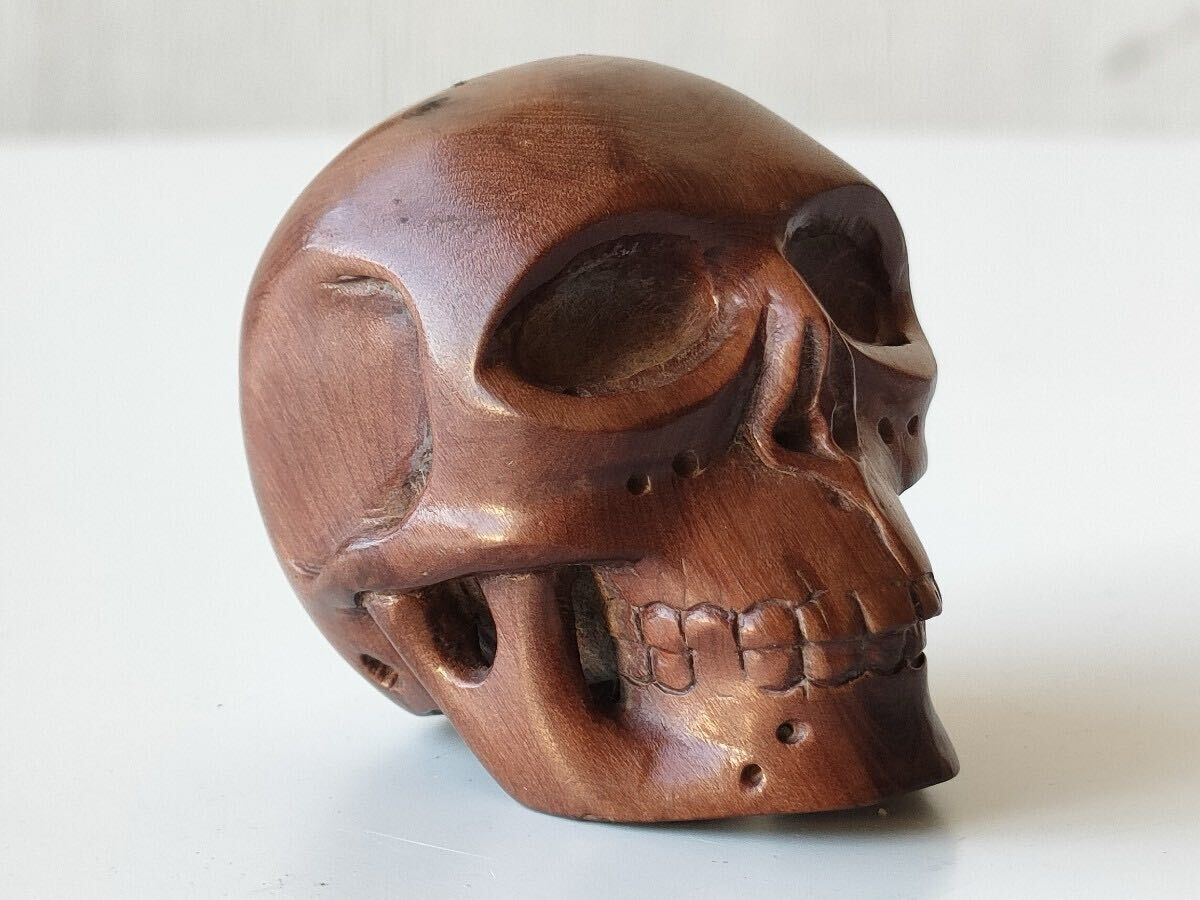  времена netsuke Zaimei шар камень ........ дерево гравюра .. предмет маленький . скульптура из дерева череп каркас антиквариат старый изобразительное искусство труба 251160 подлинная вещь мир производства античный 