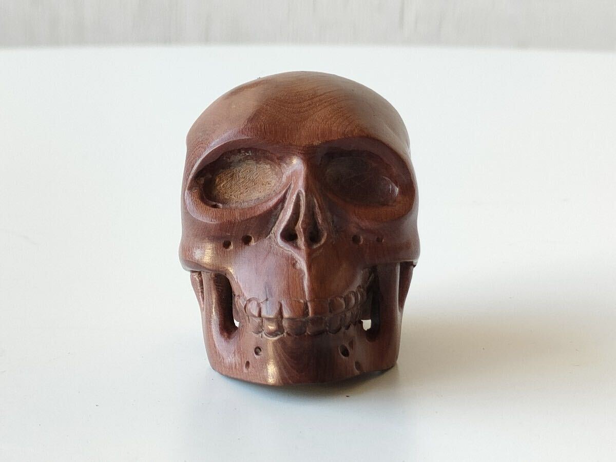  времена netsuke Zaimei шар камень ........ дерево гравюра .. предмет маленький . скульптура из дерева череп каркас антиквариат старый изобразительное искусство труба 251160 подлинная вещь мир производства античный 