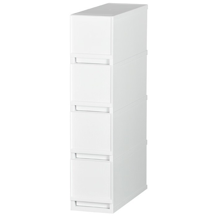 衣装ケース 収納ケース プラスチック 引き出し チェスト 4段 幅17cm 奥行45cm 高さ75.5cm プラストベーシックFR1704（ホワイト）_画像1