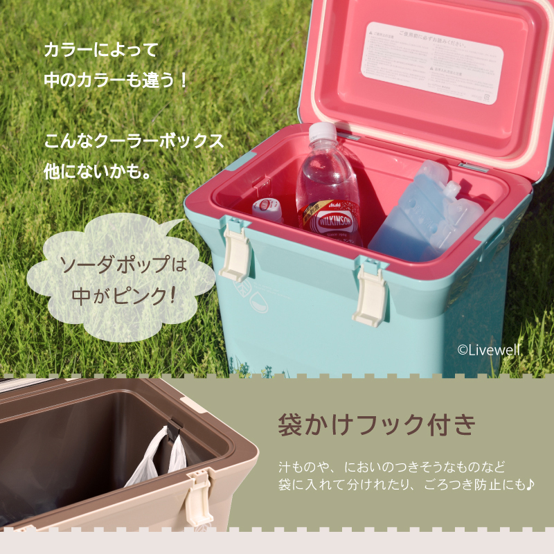 クーラーボックス 小型 保冷力 熱中症対策グッズ 保冷ボックス おしゃれ かわいい 部活動 釣り ナチュールクーラー15L（ソーダポップ）_画像5