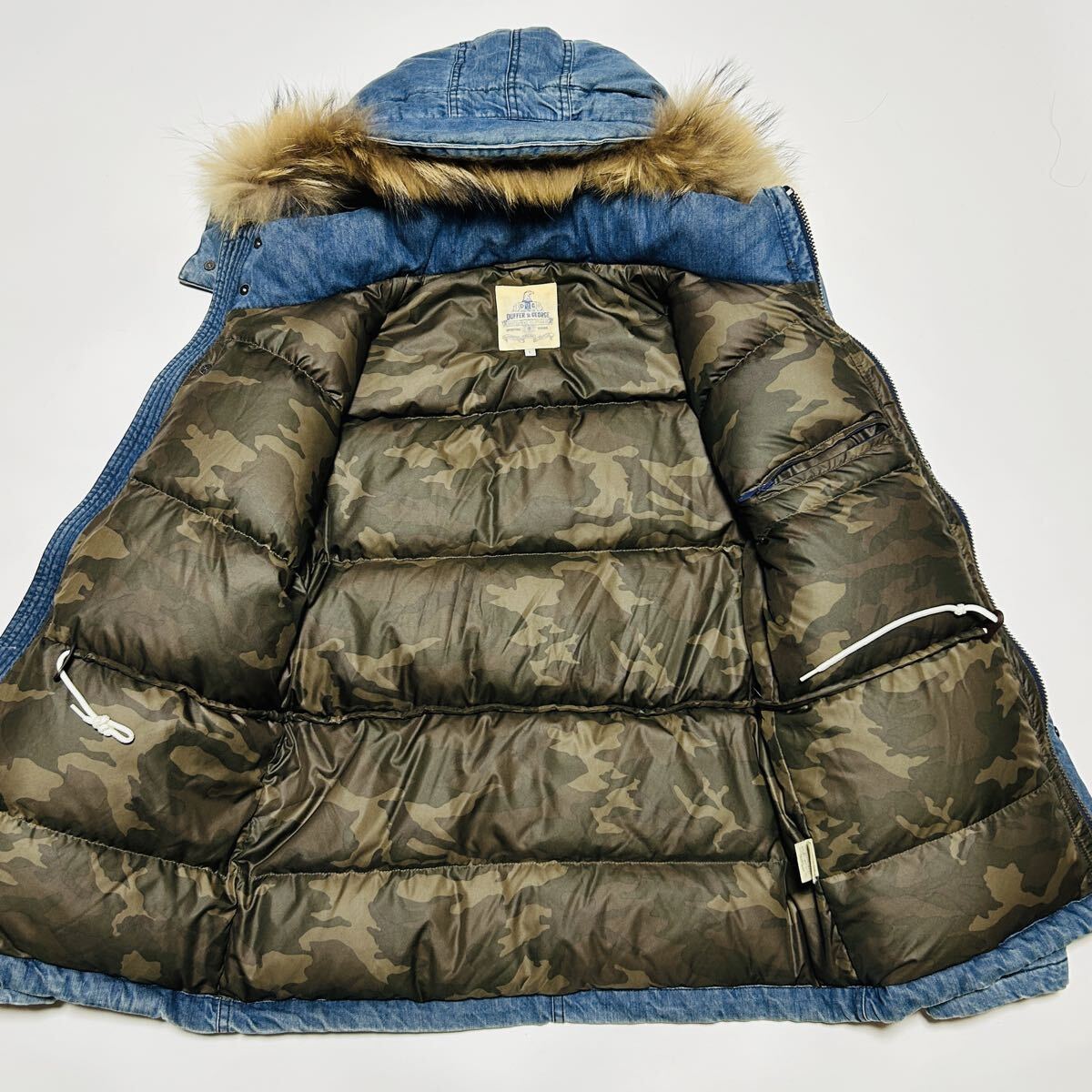 美品/Lサイズ★ダファー The DUFFER of St.GEORGE 3way メンズ デニム ダウンジャケット 肉厚 ブルゾン インディゴ アウター フード着脱◎ _画像5