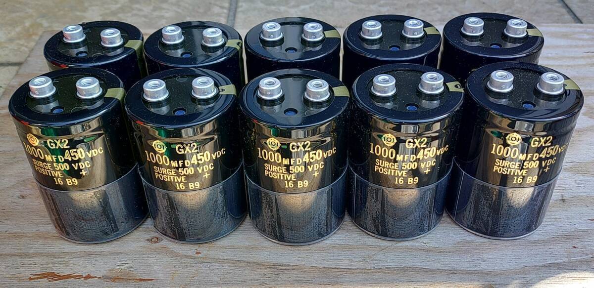 未使用品 日立製コンデンサー GX2 1000MFD450VDC SURGE500VDC POSITIVE ＋ 16 B9 10個　_画像1
