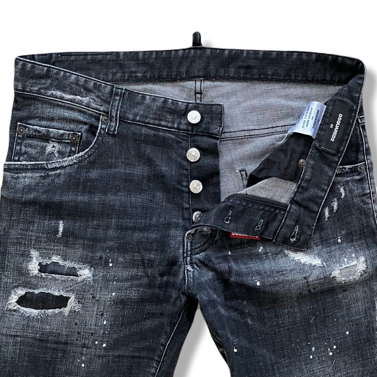 送料無料 23SS ディースクエアード DSQUARED2 SKATER JEAN s74lb1223 ブラック ストレッチ ジーンズ スケーター 48 w86_画像4