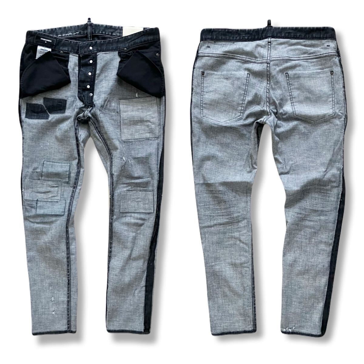 送料無料 23SS ディースクエアード DSQUARED2 SKATER JEAN s74lb1223 ブラック ストレッチ ジーンズ スケーター 48 w86_画像9