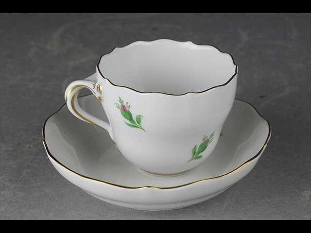 【西】K058 マイセン ピンクローズ カップ&ソーサー_画像2