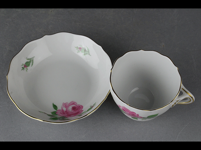 【西】K058 マイセン ピンクローズ カップ&ソーサー_画像3