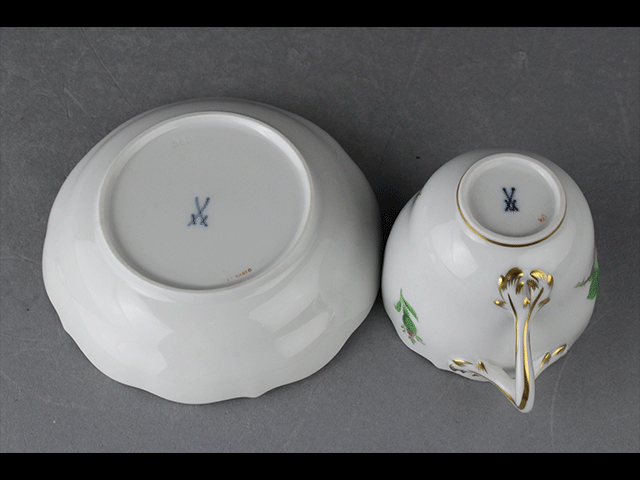 【西】K058 マイセン ピンクローズ カップ&ソーサー_画像4