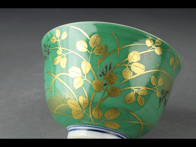 [ запад ]I168 Kutani . гора обжиг в печи три плата Yoshida прекрасный . фарфор с золотой росписью .5 покупатель 