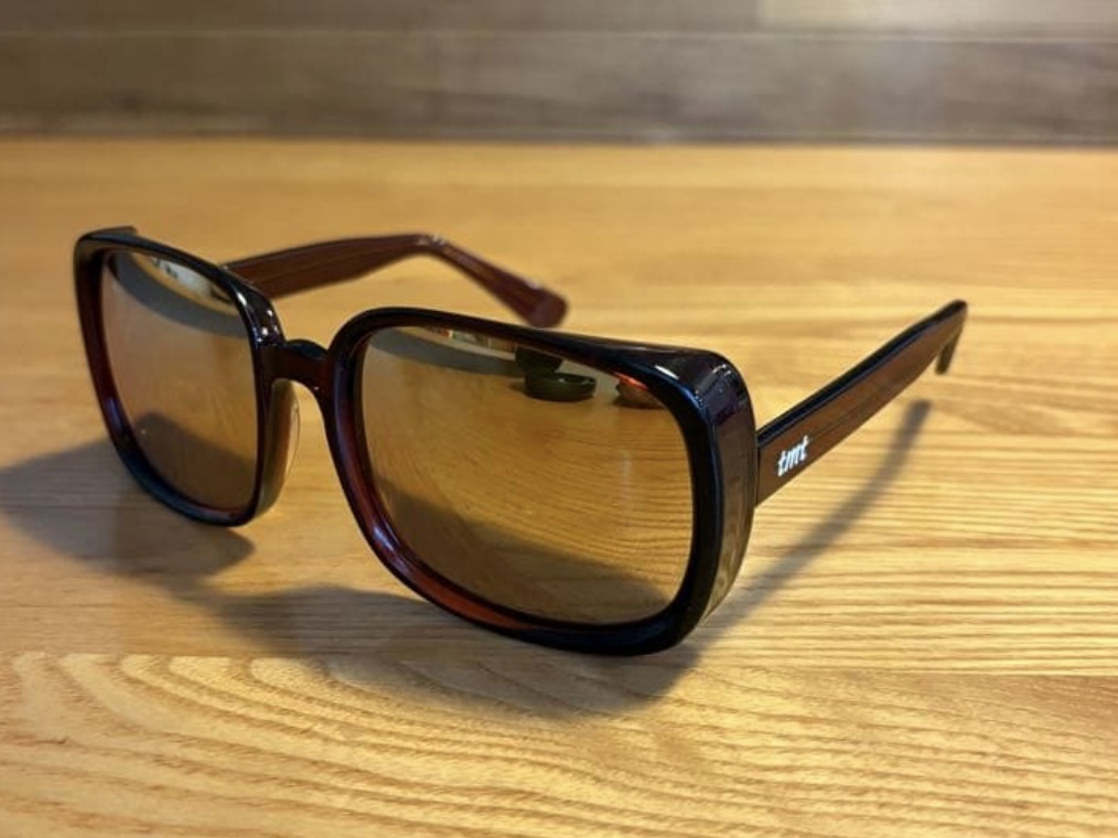 即決!!入手困難 ブラウン茶×希少ミラーレンズ 初期TMTサングラス 眼鏡メガネ スクエア型ビッグフレーム野口強さん着用モデル/レターパック_画像3