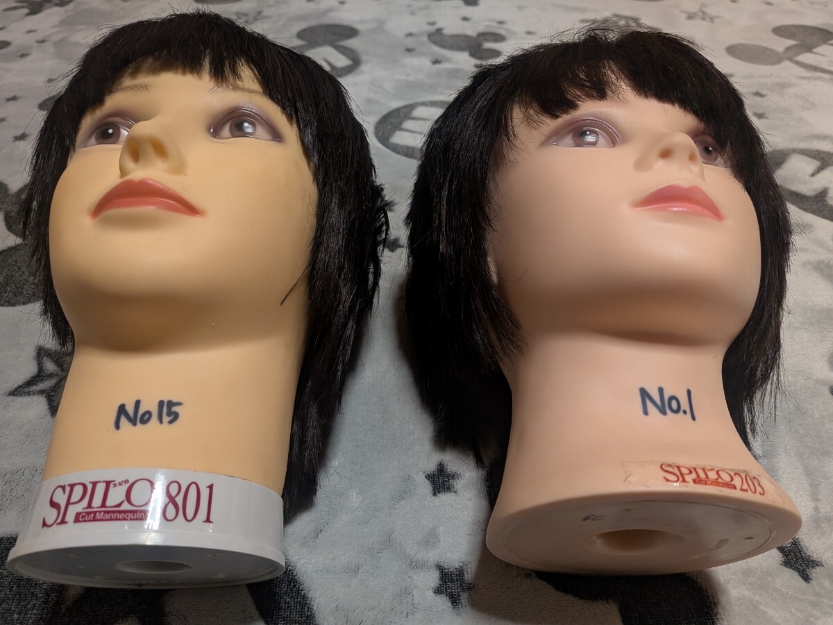 美容師 練習用 カットウィッグ ヘッドマネキン SPILO203 (No.1)、SPILO801(No.15)【2体セット送料無料】_画像7