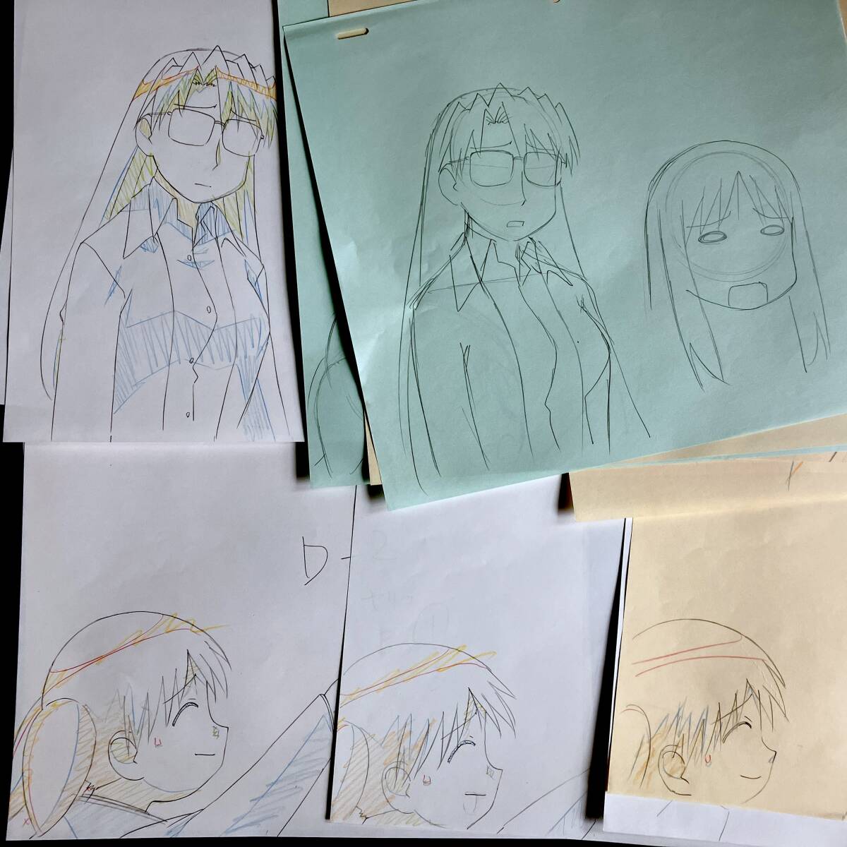 あずまんが大王 直筆 原画 18枚セット/アニメ 動画 セル画 レイアウト 原動画 生原画 肉筆 等/Anime Sketch Cel_画像4