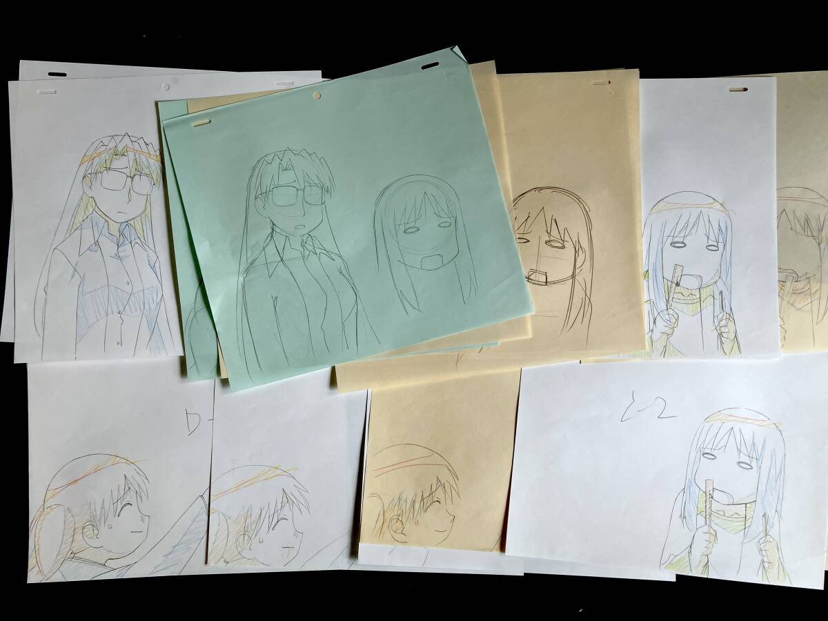 あずまんが大王 直筆 原画 18枚セット/アニメ 動画 セル画 レイアウト 原動画 生原画 肉筆 等/Anime Sketch Cel_画像2