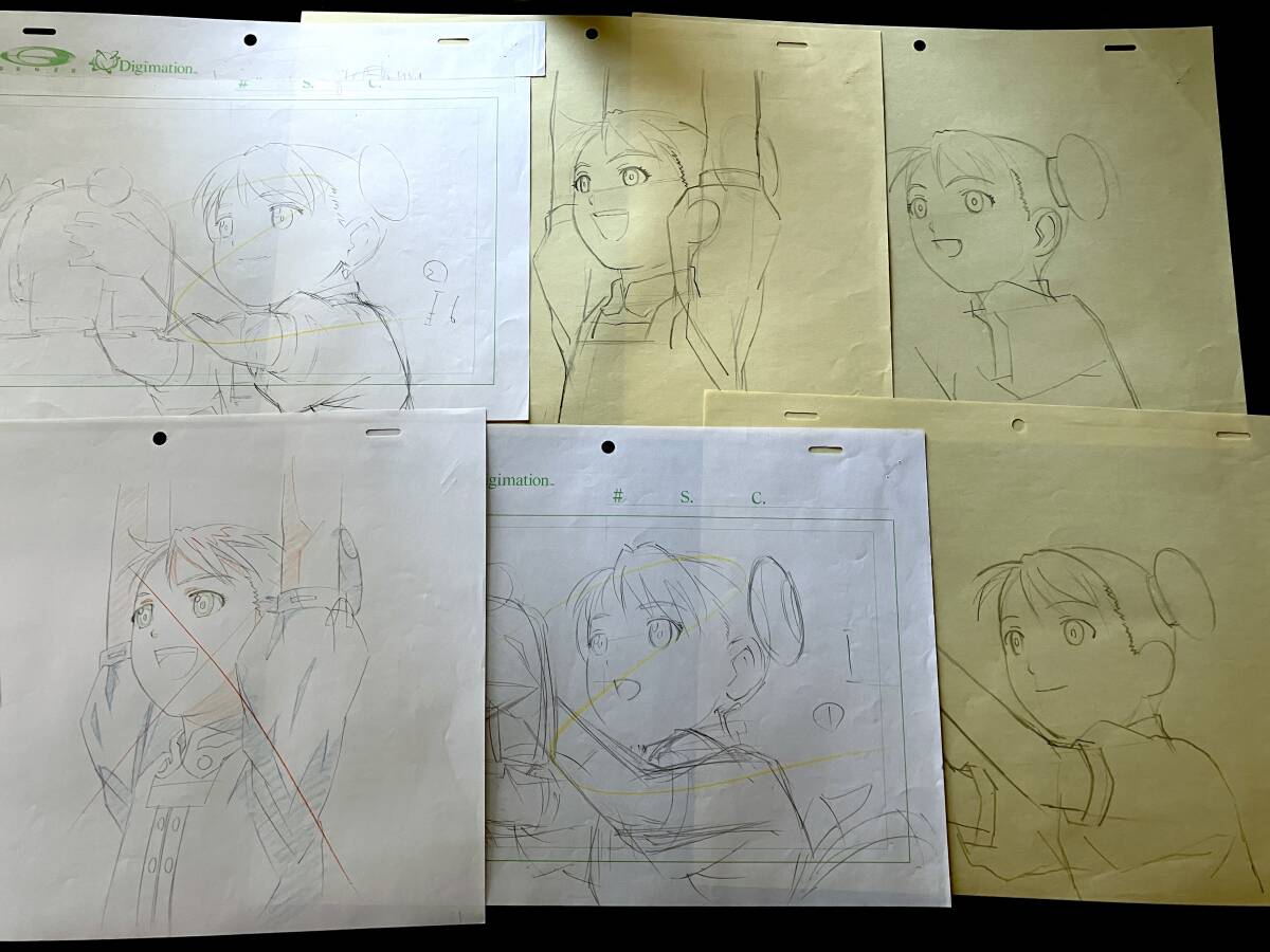S ラストエグザイル 直筆 原画 6枚セット/アニメ 動画 セル画 レイアウト 原動画 生原画 肉筆 等/Anime Sketch Cel_画像2