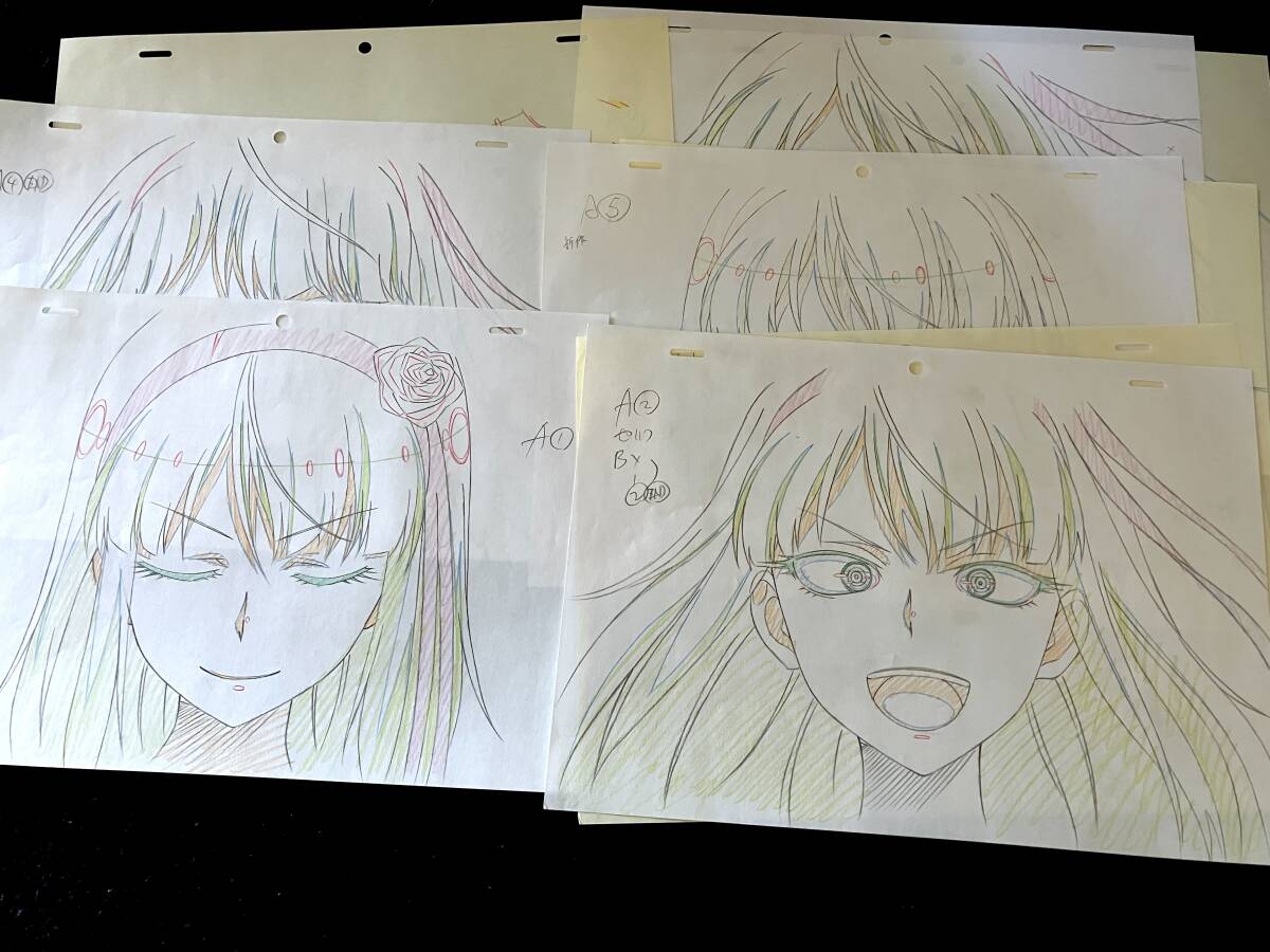 S だがしかし 直筆 原画 9枚セット ほたる/アニメ 動画 セル画 レイアウト 原動画 生原画 肉筆 等/Anime Sketch Cel_画像2