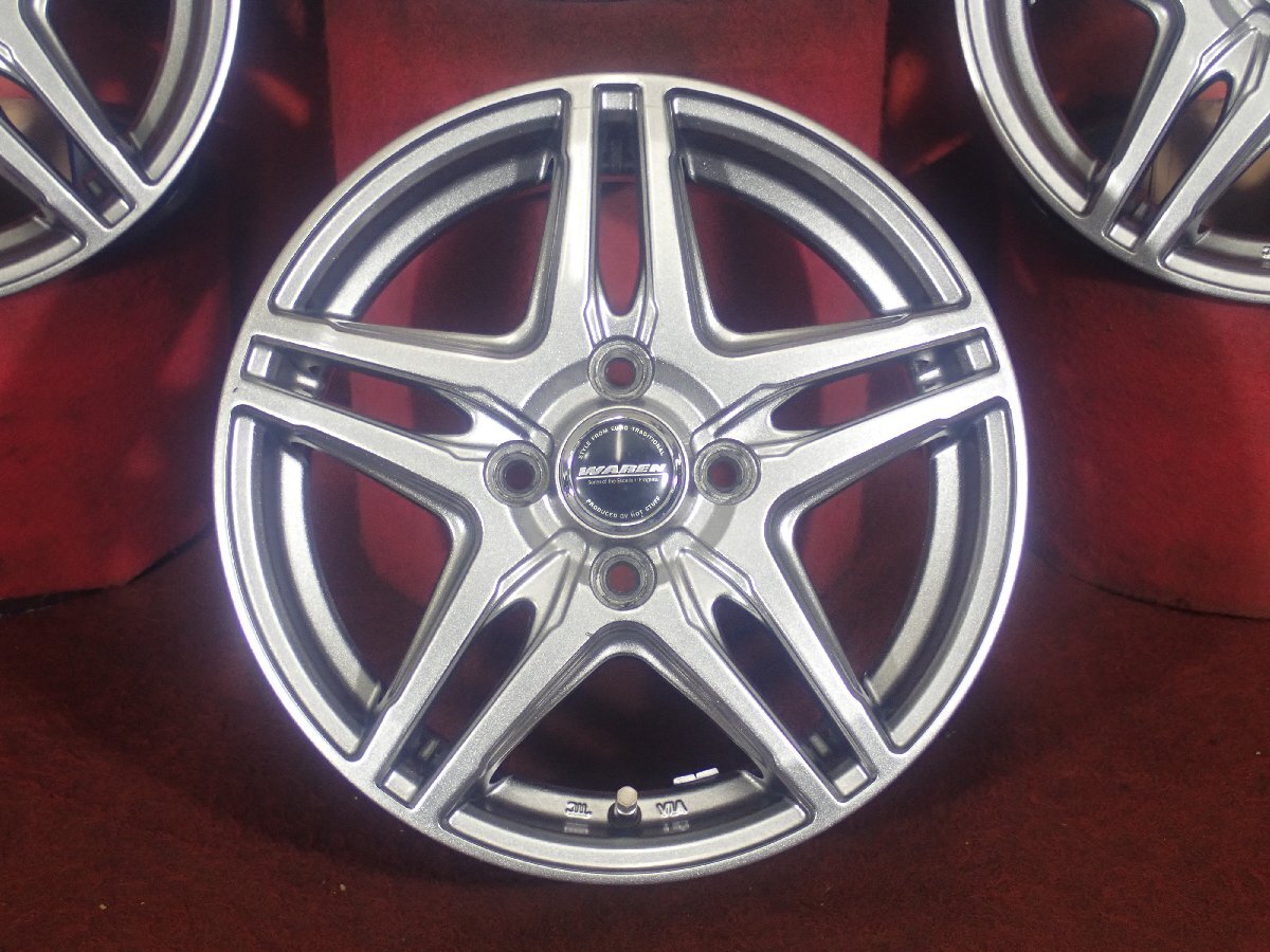 R14●【軽自動車向け:メタリックシルバー色】中古ホイール /PCD 100/4.5J ★4本(H-8624A)送料無料/沖縄別途_画像2