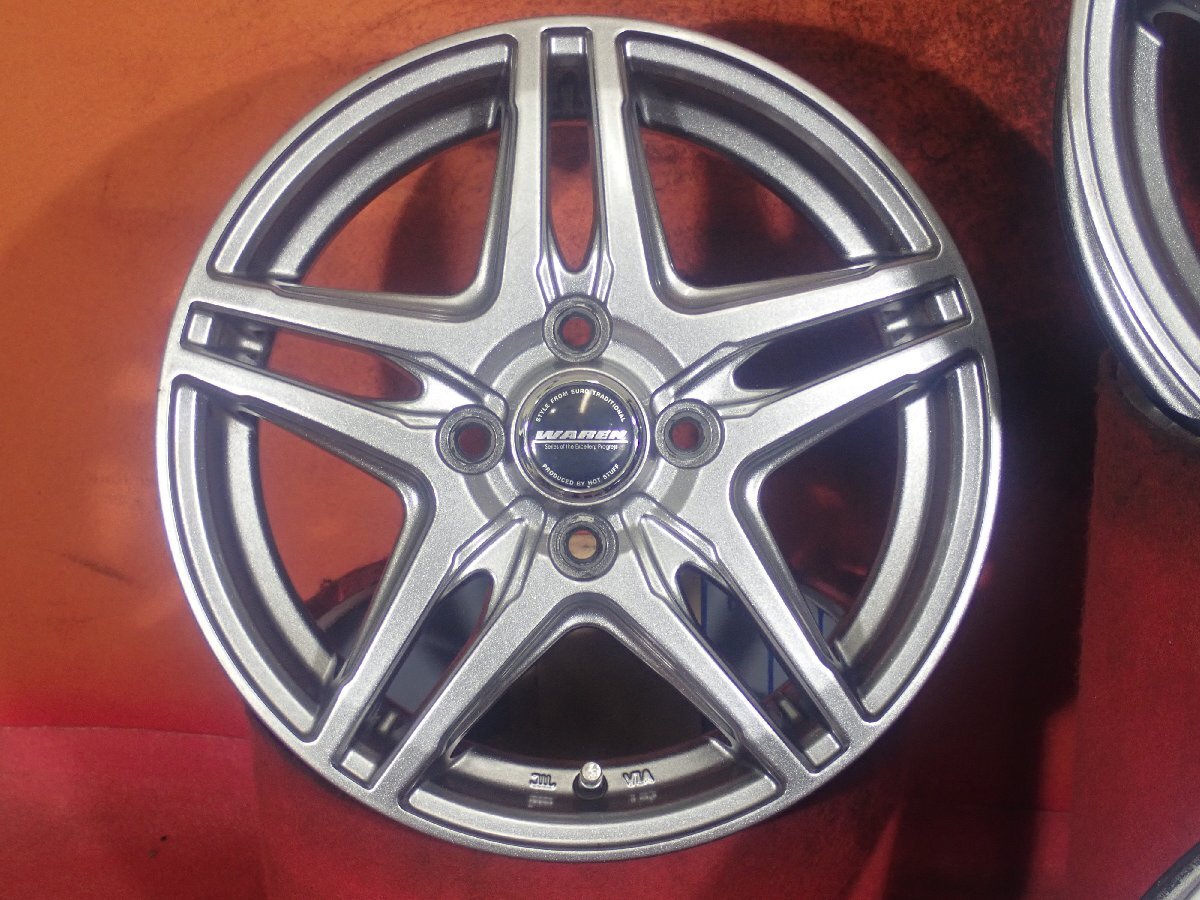 R14●【軽自動車向け:メタリックシルバー色】中古ホイール /PCD 100/4.5J ★4本(H-8624A)送料無料/沖縄別途_画像4