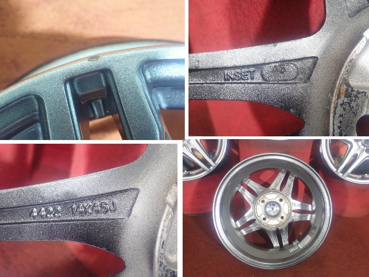 R14●【軽自動車向け:メタリックシルバー色】中古ホイール /PCD 100/4.5J ★4本(H-8624A)送料無料/沖縄別途_画像10