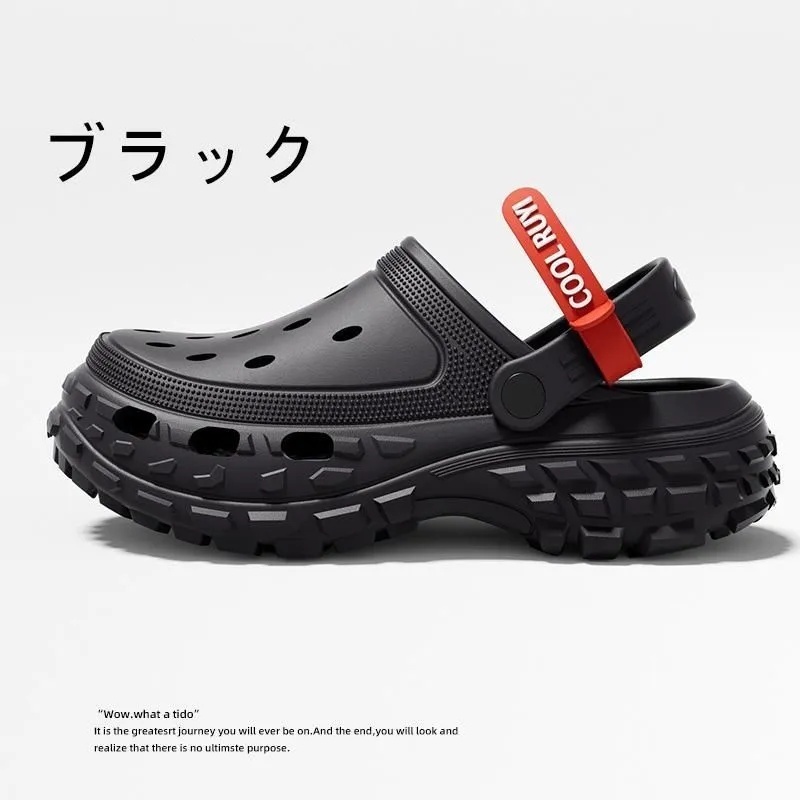 サンダル メンズ レディース クロッグサンダル サボサンダル クロックス風 厚底 夏用 スポーツサンダル 室内履きブラック 26-26.5cm_画像3