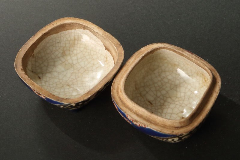 委託HK◇古清水焼 仁清糸巻香合 ※仕覆添え（茶道具 陶磁器 陶芸 京焼 清水焼 正月 慶事 七夕 年中行事 季節 飾り 古美術 7月 炭点前 ）_画像3