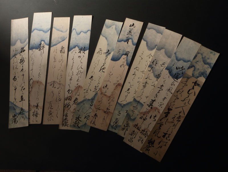 【模写】委託HK◇成島司直・牧野成著・近藤孟卿など 江戸幕府幕臣・右筆打曇和歌短冊ヤマ（徳川実紀 書家 歌人 儒学者 文人 国文学）_画像4