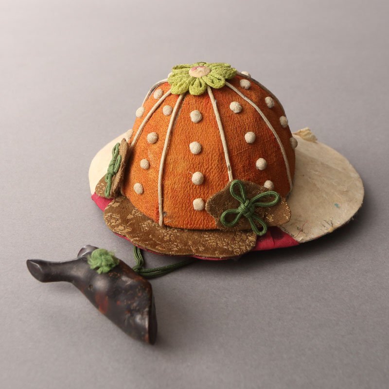 委託HK◇鷲士芳 兜形巾着 共箱 慶応元年造（古道具 古物 雑貨 飾り 巾着 入れ物 小物入れ 端午の節句 年中行事 五月 子どもの日 ）_画像1