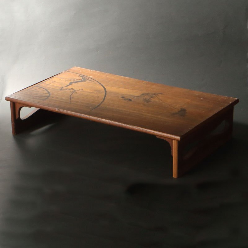 委託HK◇仙石廬元坊 二見形文台（家具 木工 文机 机 書 書籍 硯箱 和室 茶室 里紅 美濃派 松尾芭蕉 墨画 墨書 古物 骨董 二見浦 夫婦岩）_画像1