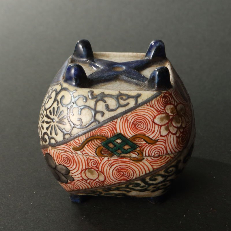 委託HK◇古清水焼 仁清糸巻香合 ※仕覆添え（茶道具 陶磁器 陶芸 京焼 清水焼 正月 慶事 七夕 年中行事 季節 飾り 古美術 7月 炭点前 ）_画像1