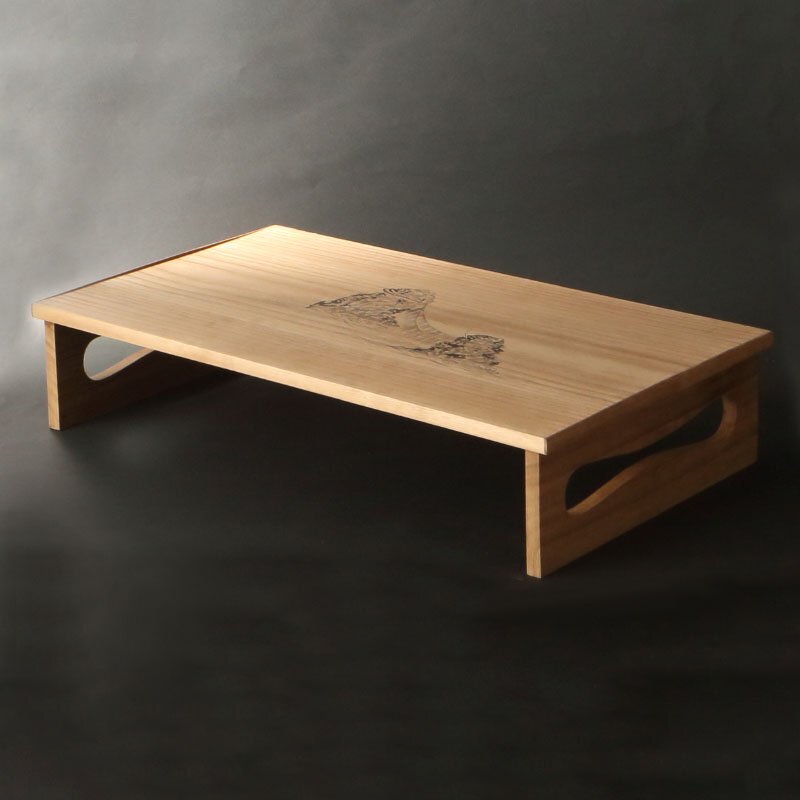 委託HK◇桜井梅室 二見形文台 義仲寺11世磯山(家具 木工 文机 机 書 書籍 硯箱 和室 茶室 松尾芭蕉 墨画 墨書 古物 骨董 二見浦 夫婦岩)_画像1