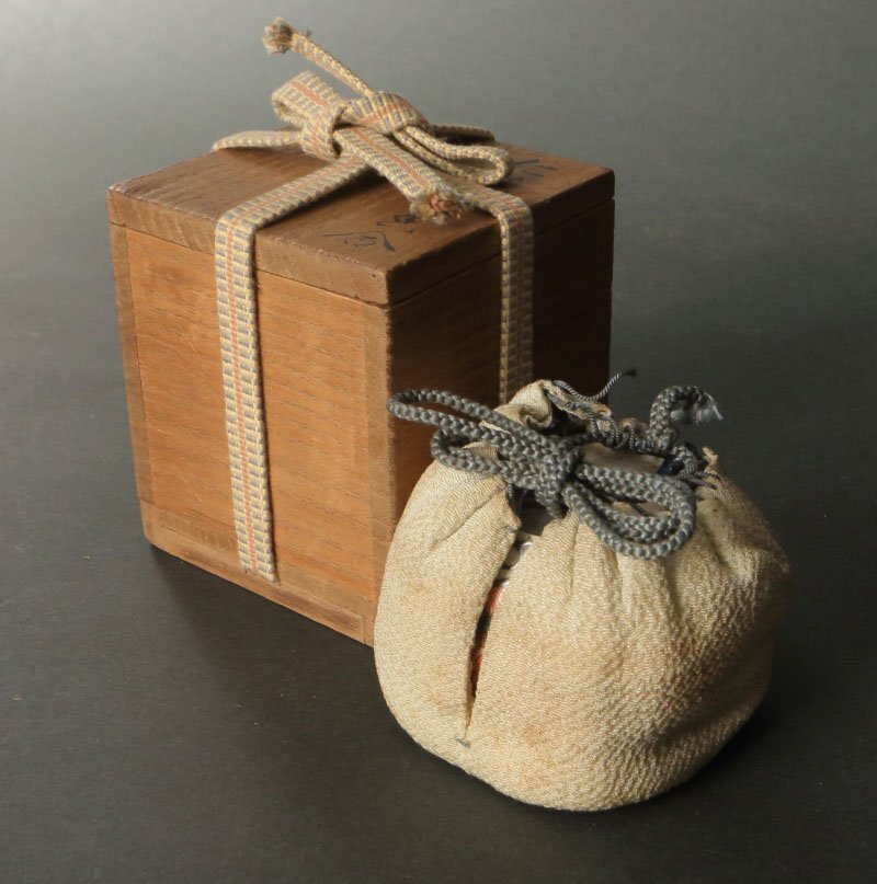 委託HK◇古清水焼 仁清糸巻香合 ※仕覆添え（茶道具 陶磁器 陶芸 京焼 清水焼 正月 慶事 七夕 年中行事 季節 飾り 古美術 7月 炭点前 ）_画像7