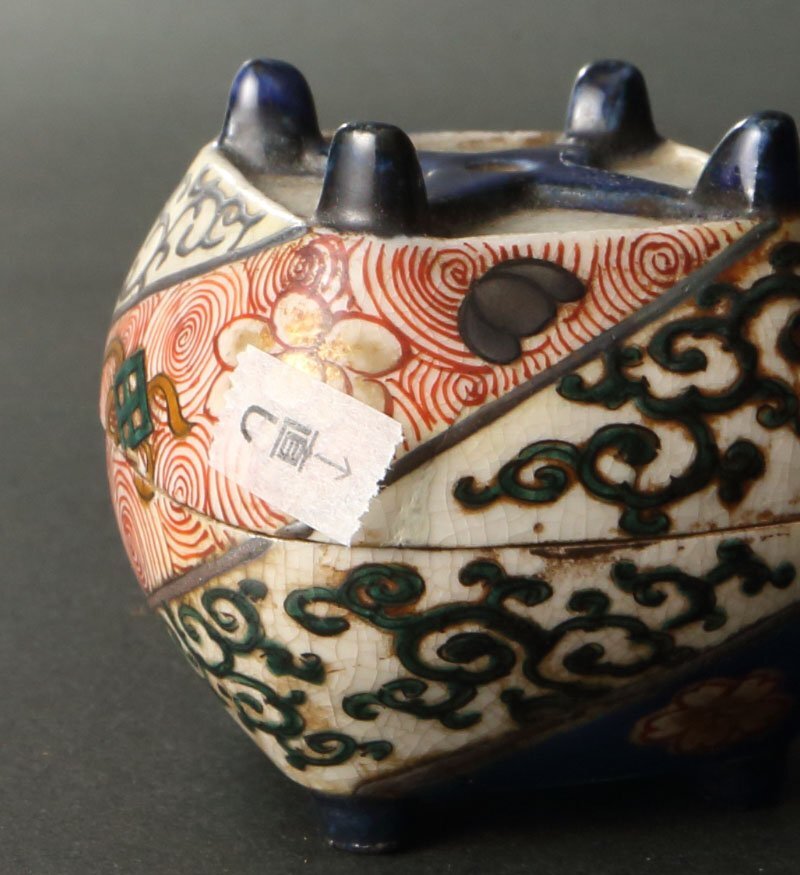 委託HK◇古清水焼 仁清糸巻香合 ※仕覆添え（茶道具 陶磁器 陶芸 京焼 清水焼 正月 慶事 七夕 年中行事 季節 飾り 古美術 7月 炭点前 ）_画像5