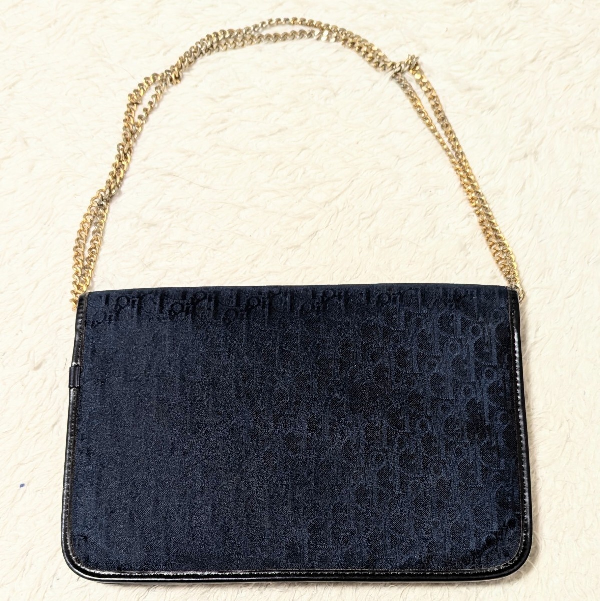 Cristian Dior クリスチャンディオール チェーンショルダーバッグ ハンドバッグ トロッター 手提げ ロゴ 総柄 肩掛 ビンテージ 紺 ネイビー_画像2