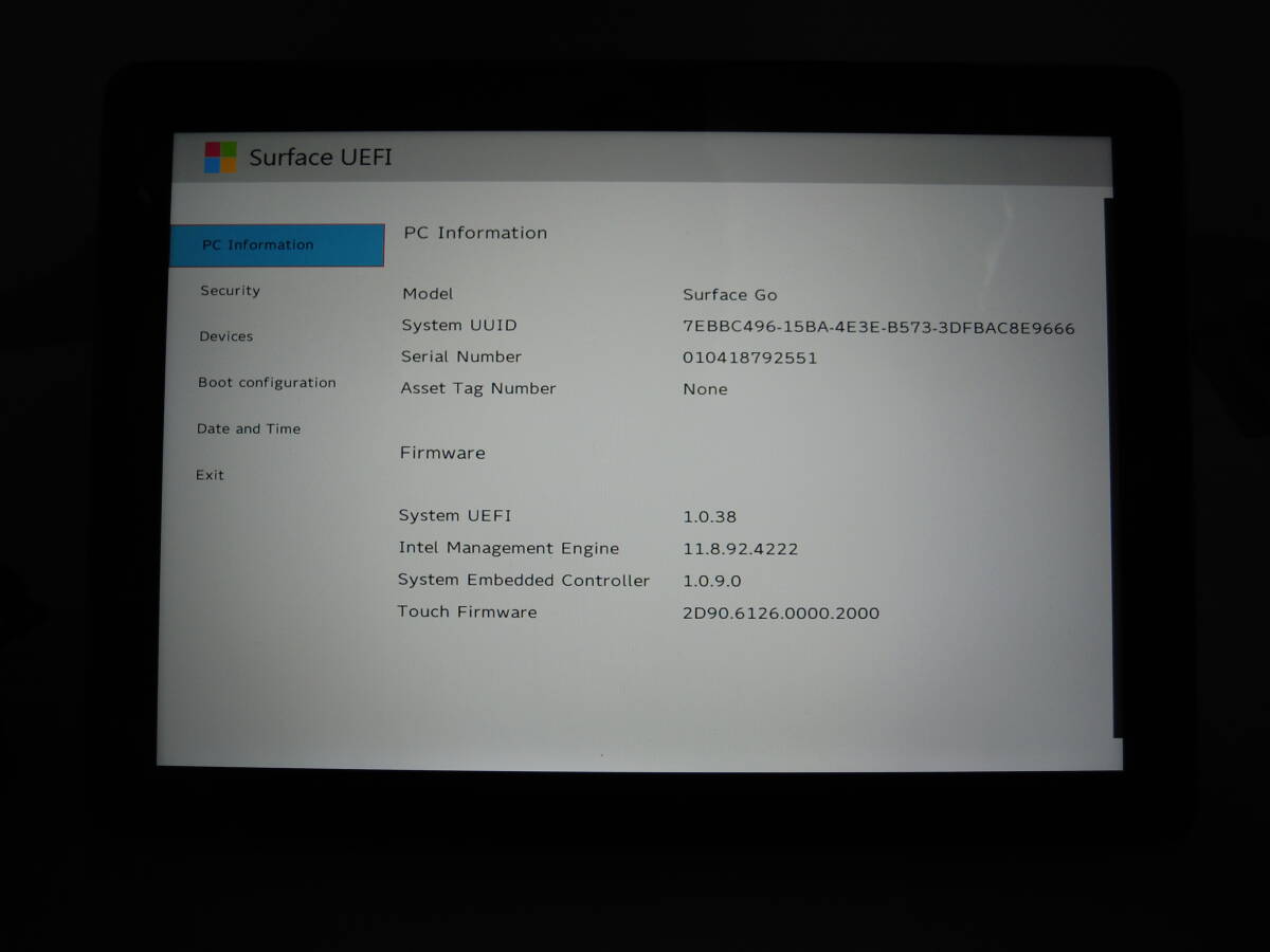Microsoft Surface GO Model:1824 CPU:Pentium4415Y 1.60GHz 実装RAM:4GB SSD:64GB 付属品:純正アダプター #３_画像1