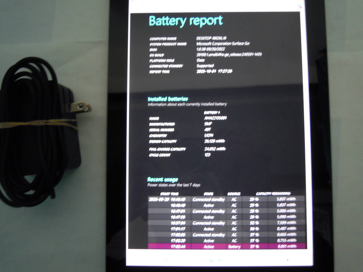 Microsoft Surface GO Model:1824 CPU:Pentium4415Y 1.60GHz 実装RAM:4GB SSD:64GB 付属品:純正アダプター #３_画像5