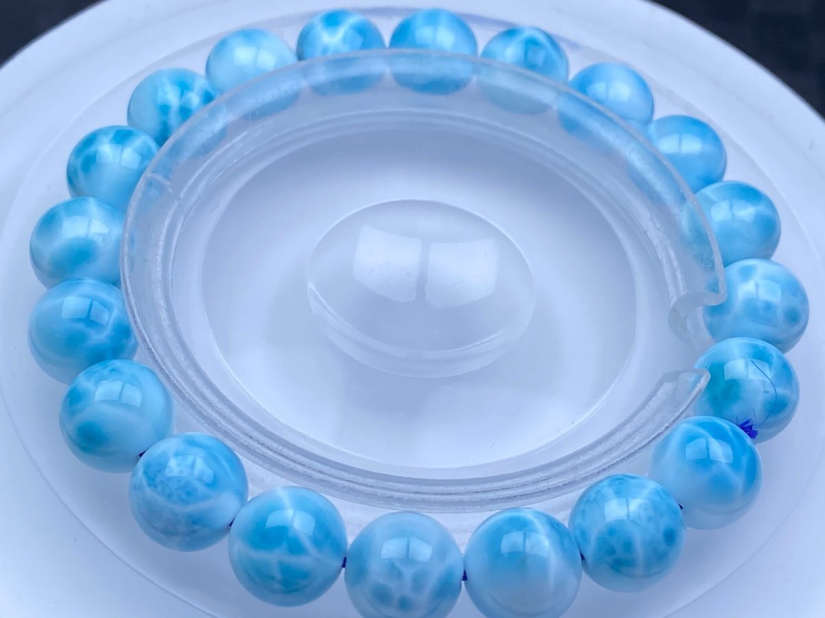 即決 0629b607 天然石★【ドミニカ共和国産の100Aラリマー】★ブレス 9.8-9.9mm（新品）_画像1