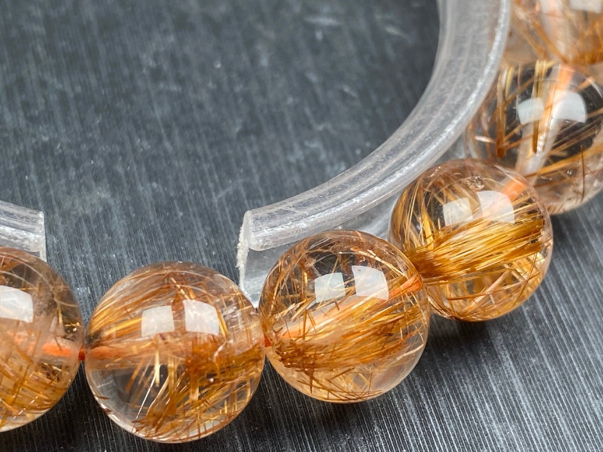 即決 0629b700 天然石★【45A銅髪ルチルクォーツ】★ブレス 11.5-12mm（新品）_画像6