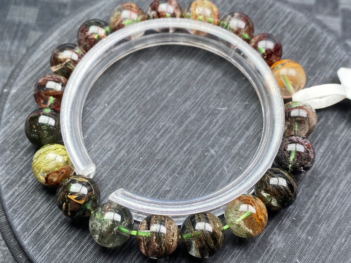 即決 0630b751 天然石【30A千層ガーデンクォーツ】庭園水晶 ブレス 10-10.5mm（新品）_画像3