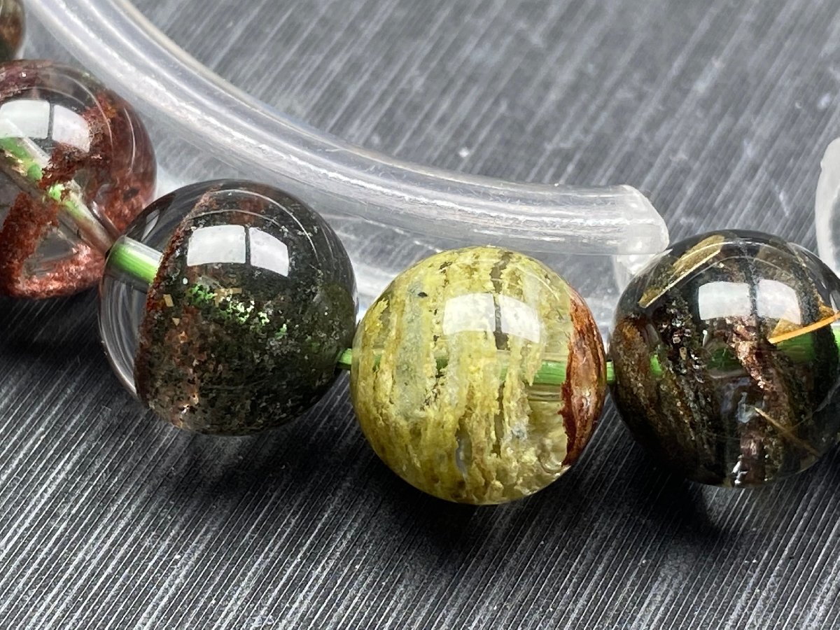 即決 0630b751 天然石【30A千層ガーデンクォーツ】庭園水晶 ブレス 10-10.5mm（新品）_画像2