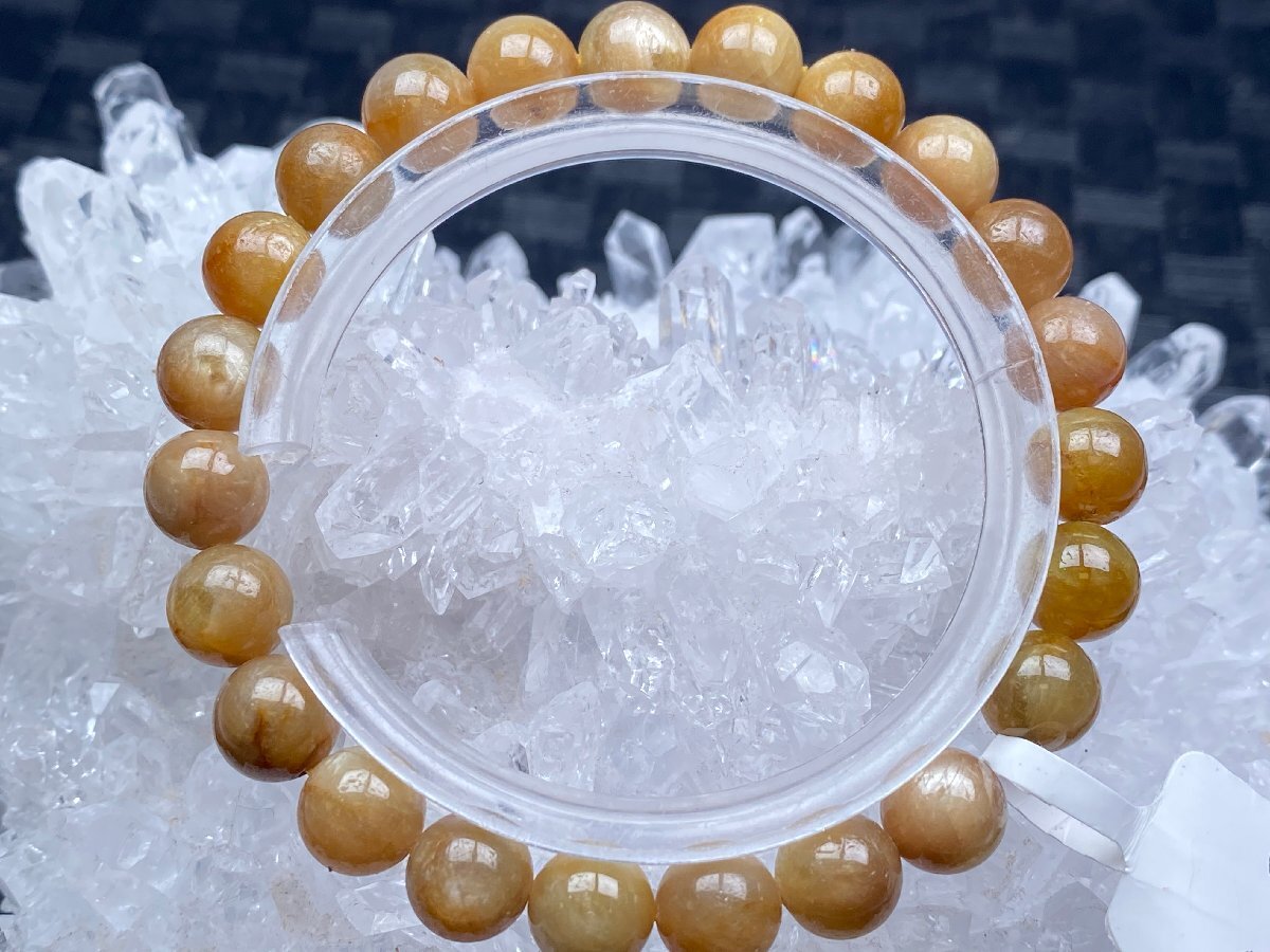 即決 0630b771 天然美品★【65Aスターイエローサファイア】★ブレス 8.5mm（新品）_画像3
