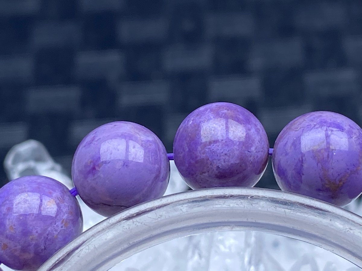 即決 0630b777 天然美品 ★【45Aトルコラベンダーヒスイ翡翠】★ブレス 10-10.5mm（新品）_画像4