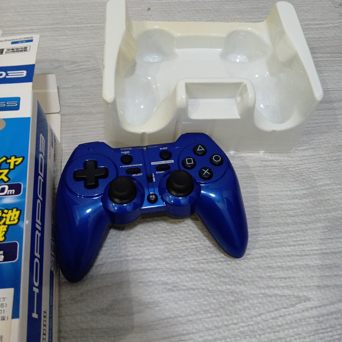 ジャンク　コントローラと取説のみ　　PS3 ホリパッド3 ワイヤレス ブルー HP3-186_画像3