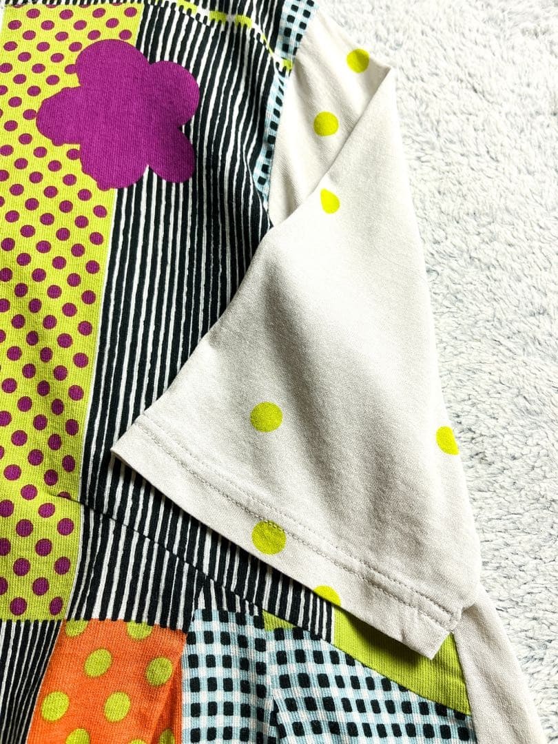 【慈雨】ジウ 花柄 チュニック カットソー パッチワーク風 マルチカラー 40_画像6