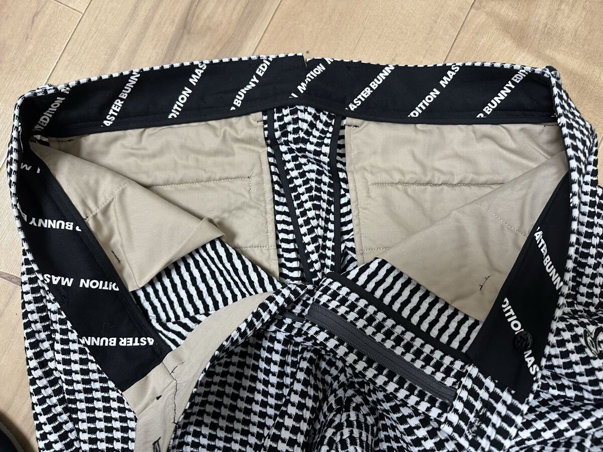 【美品】【送料無料】MASTER BUNNY EDITION マスターバニー コットンパンツ サイズ 6(XL) 千鳥柄 白黒 758-2131407 ゴルフウェア_画像3